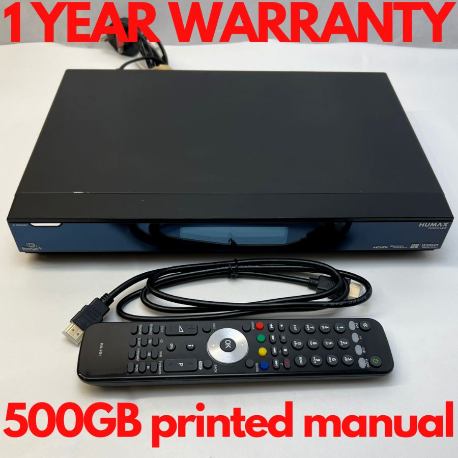 Representative photograph of Humax FOXSAT-HDR 500GB HDD Twin Tuner Freesat HD DVR Receiver PVR Recorder HDMI