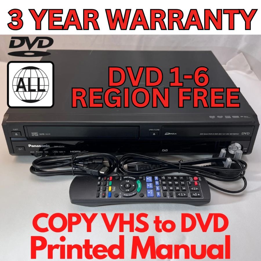 PANASONIC DMR-EZ47 VHS VCR DVD Recorder Combination Copy Video to DVD 1080P DVB