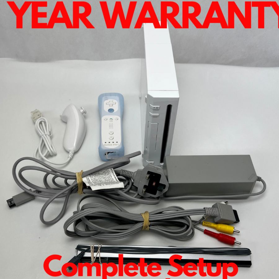 White Wii Console Bundle remote & Nunchuck Warranty Complete Setup