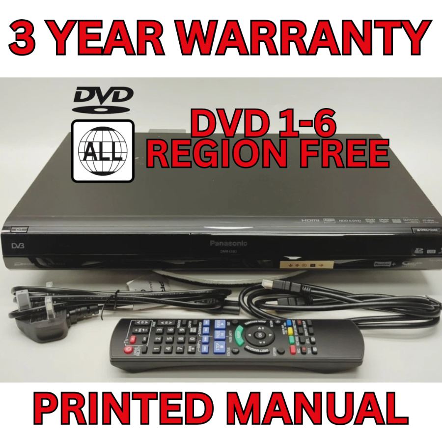 Representative photograph of Panasonic DMR-EX83 DVD Recorder with 250GB HDD Freeview DVB Remote Region Free