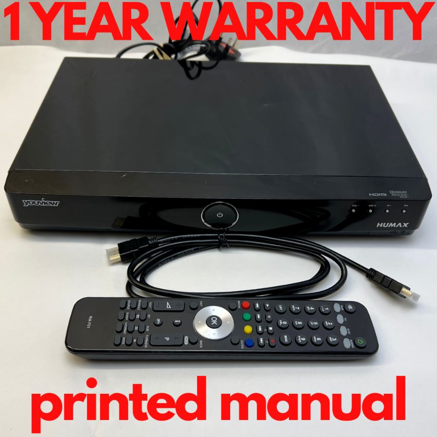 Representative photograph of BT Humax DTR-T1000 YouView Freeview+ HD 500GB Twin Tuner Recorder Box and Remote