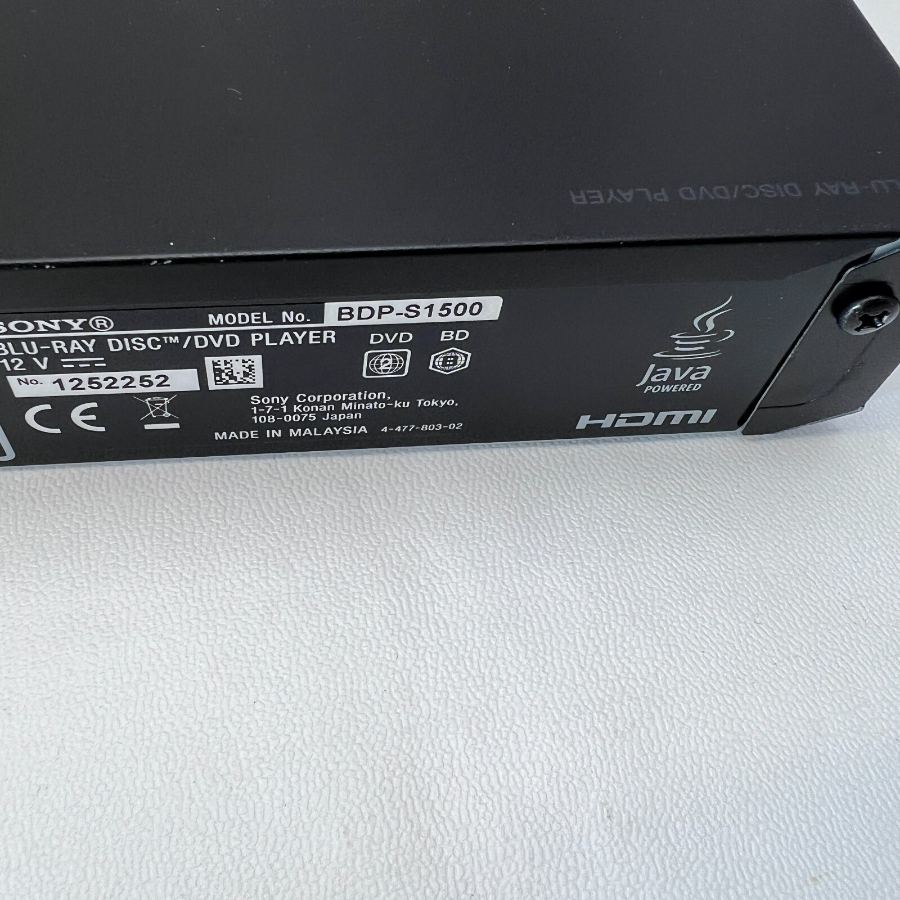 Representative photograph of the same model: SONY BDP-S1500 Smart Blu-Ray DVD Player Netflix Remote HDMI Warranty Small – image 7