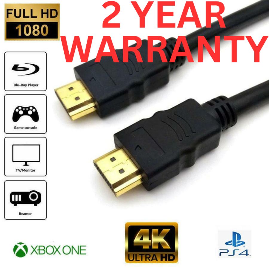 Representative photograph of 1.5M Metre HDMI Cable Fast Speed HD 4K 3D ARC Blu-ray PS3 PS4 PS5 XBOX SKY HD TV
