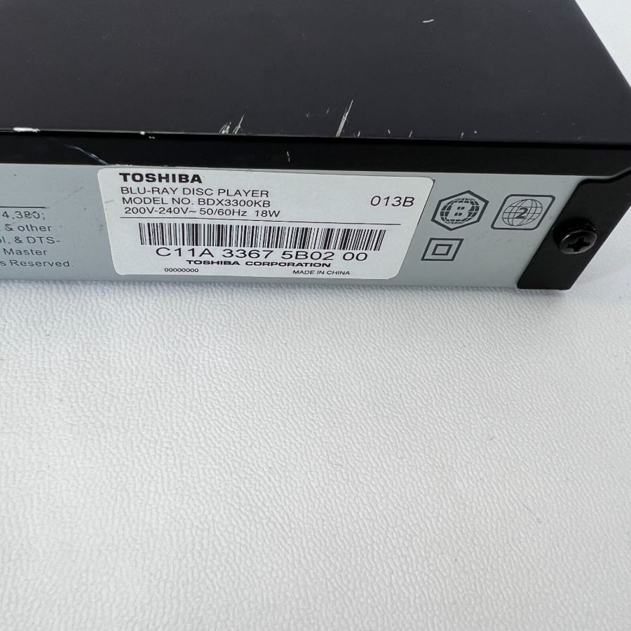 Representative photograph of the same model: Toshiba BDX3300 1080p Blu-Ray Disc Player with WiFi Black Remote HDMI Warranty – image 5