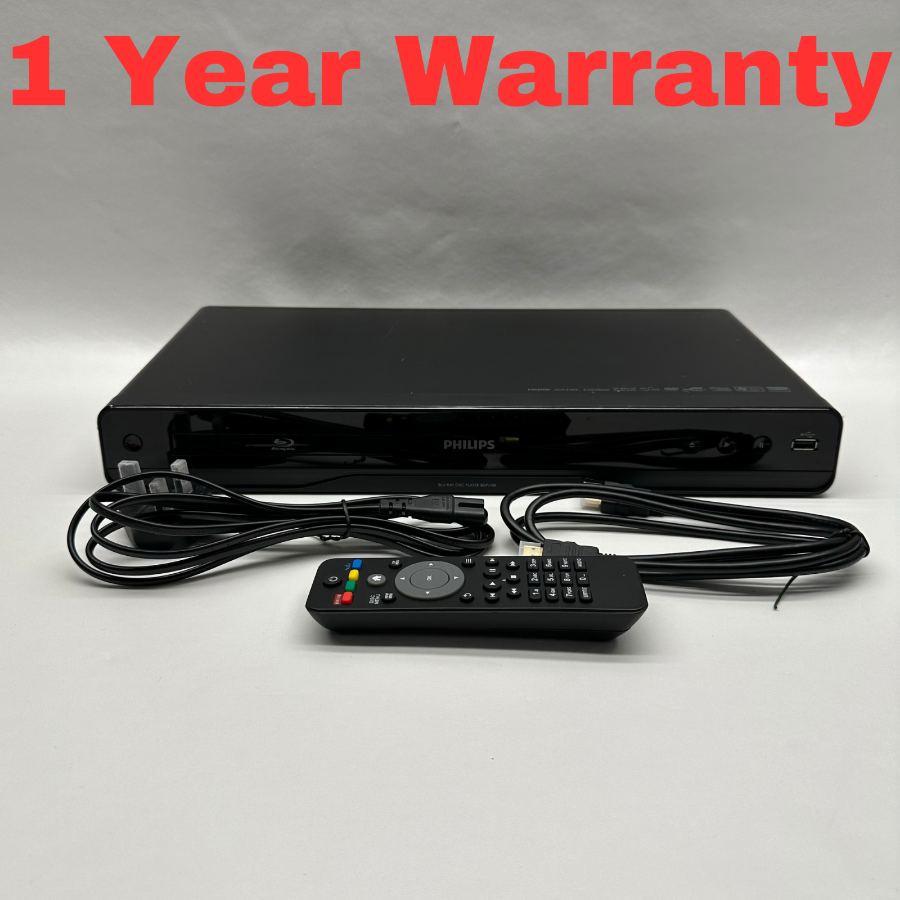 Representative photograph of the same model: Philips BDP3100 Blu-Ray Player/Full HD 1080p Black Remote + HDMI Cable Tested