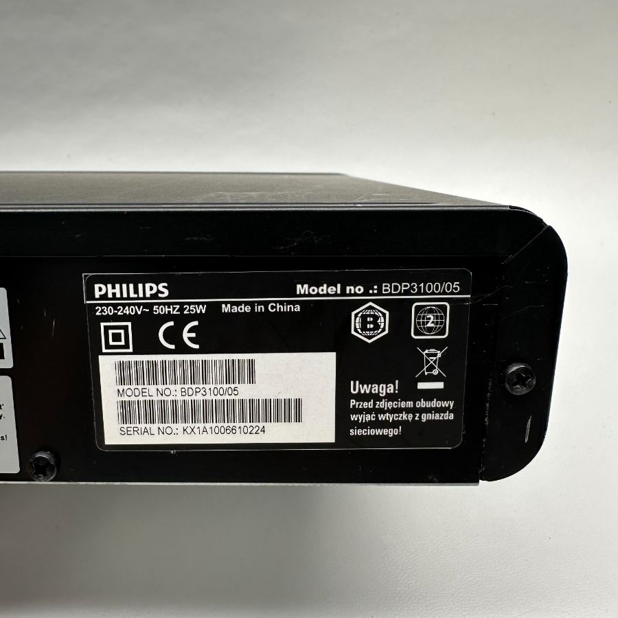 Representative photograph of the same model: Philips BDP3100 Blu-Ray Player/Full HD 1080p Black Remote + HDMI Cable Tested – image 10