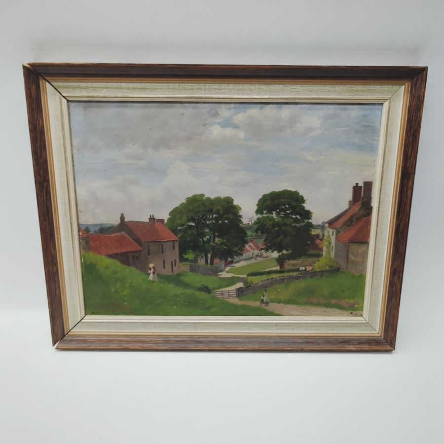 Original (Fred W.Marston) Watercolour 1880 Rural Village Scene Victorian