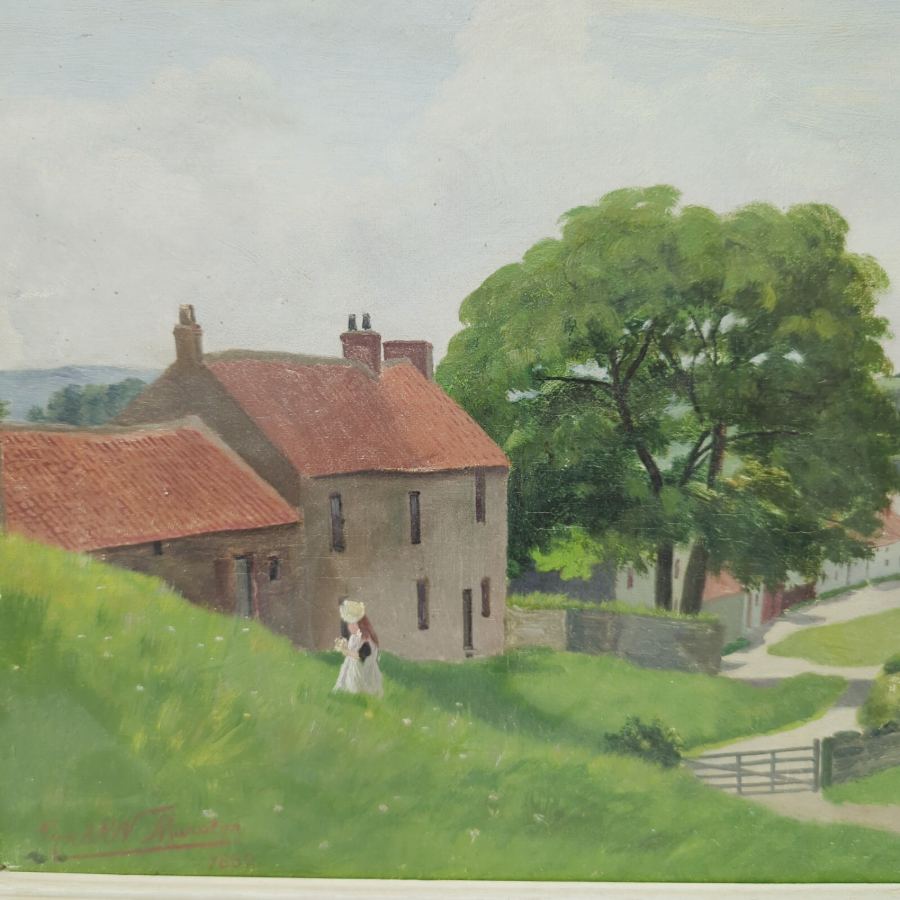 Original (Fred W.Marston) Watercolour 1880 Rural Village Scene Victorian – image 3