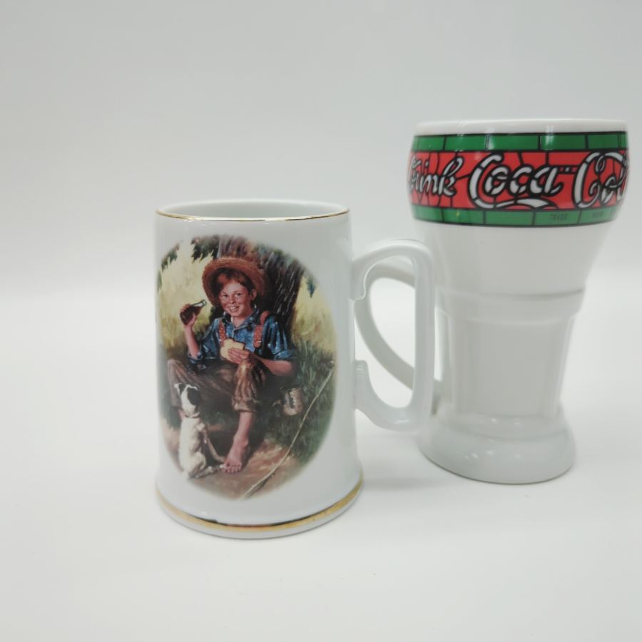 Coca Cola Norman Rockwell The Barefoot Boy Mug Museum Collections 1986 + 2nd mug