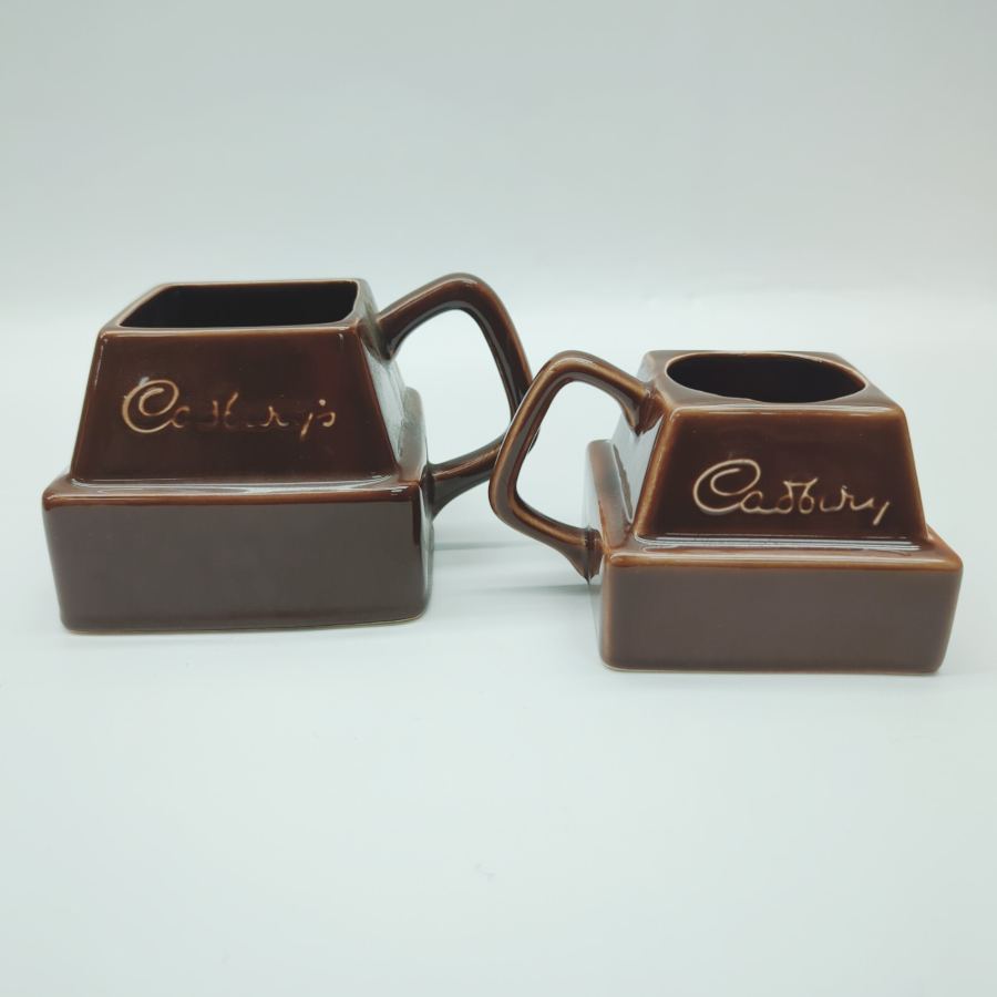 Vintage Cadbury Chocolate Chunk Block Mugs x2 (large & small)