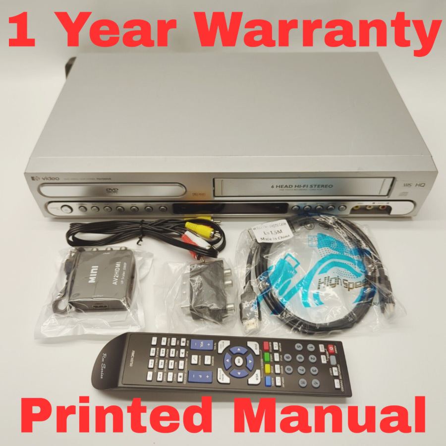 PyE VIDEO PDV560VR DVD Video VHS Combi Silver With Remote Control