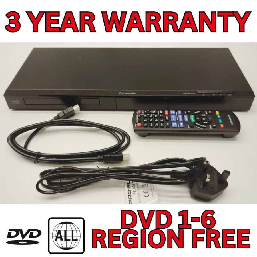 Representative photograph of Panasonic DMP-BDT130 3D Smart Blu-Ray / DVD Player Black Remote Multi Region