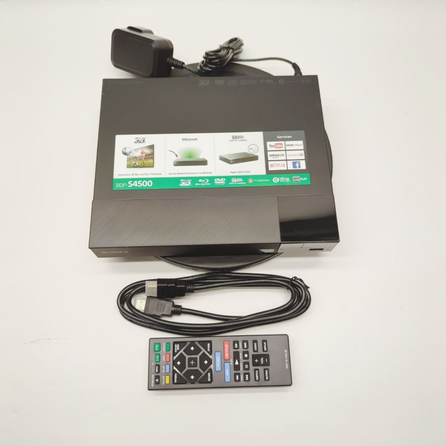 Representative photograph of the same model: Sony BDP-S4500 Wired HDMI USB Ethernet 3D Blu-Ray Disc / DVD Player - Black – image 2