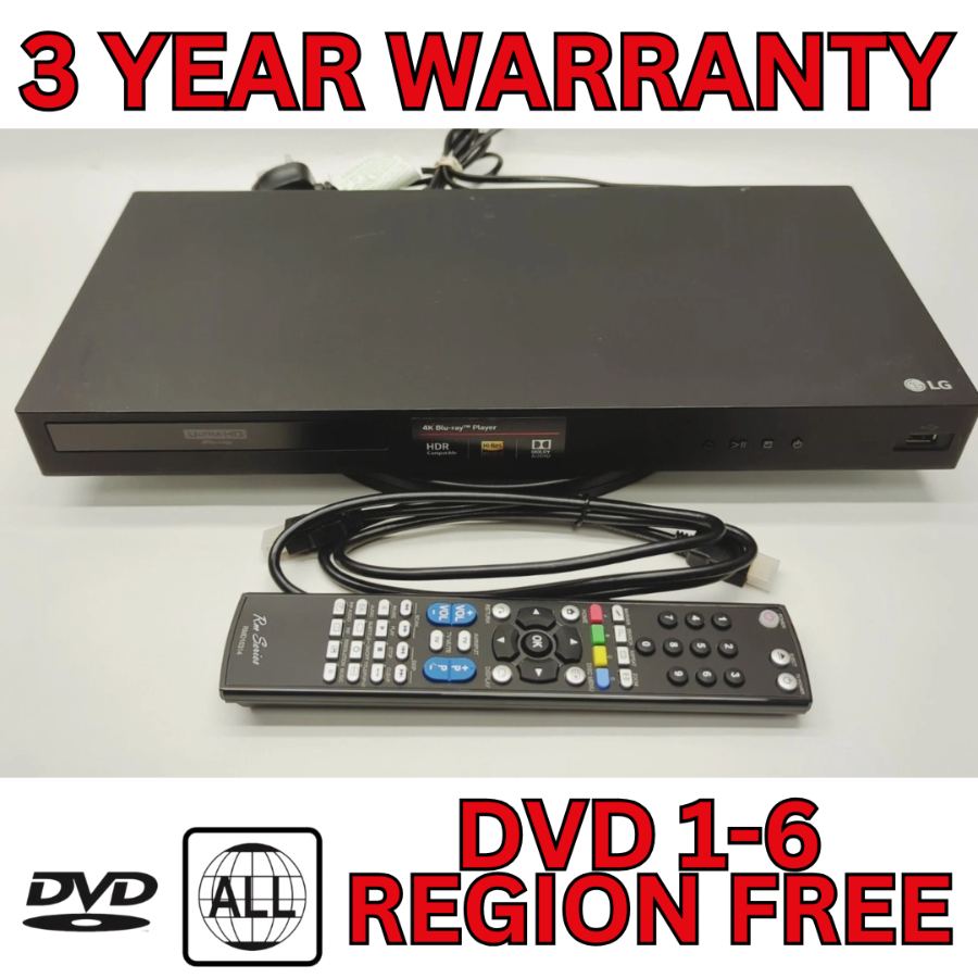 LG UBK80 Black Ethernet HDMI Digital 4K Ultra HD Blu-Ray DVD Disc Player