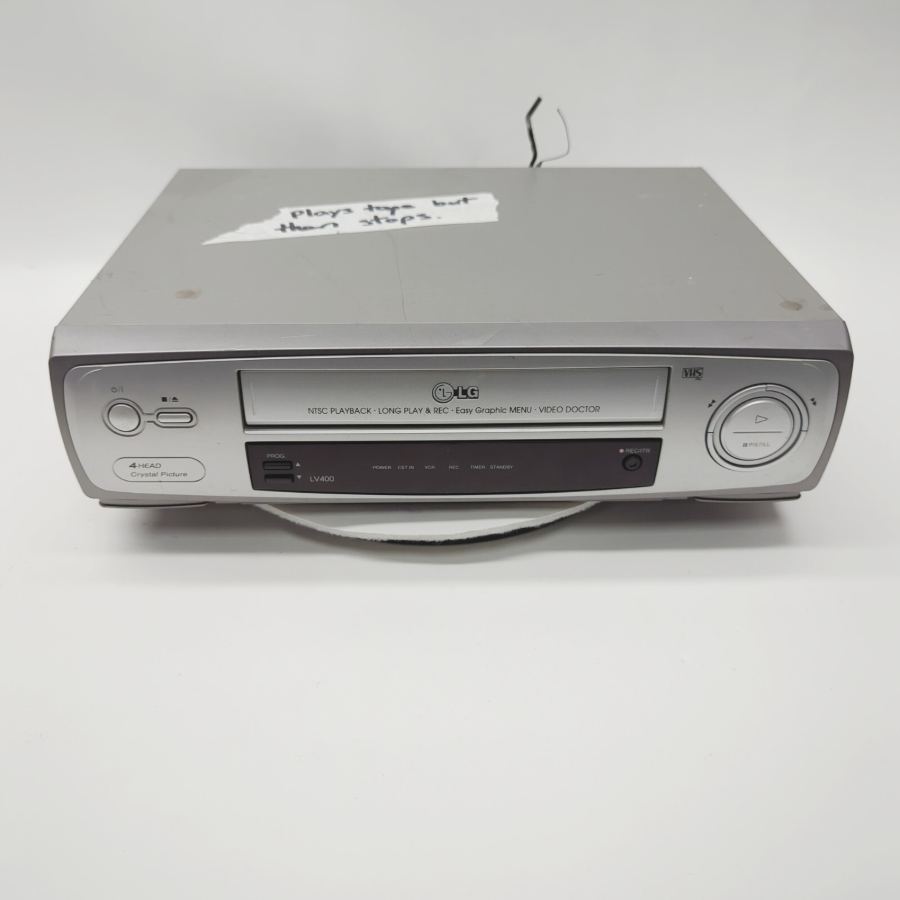 LG LV400 Silver Wired 4-Head VHS Video Cassette Recorder 14W - Faulty