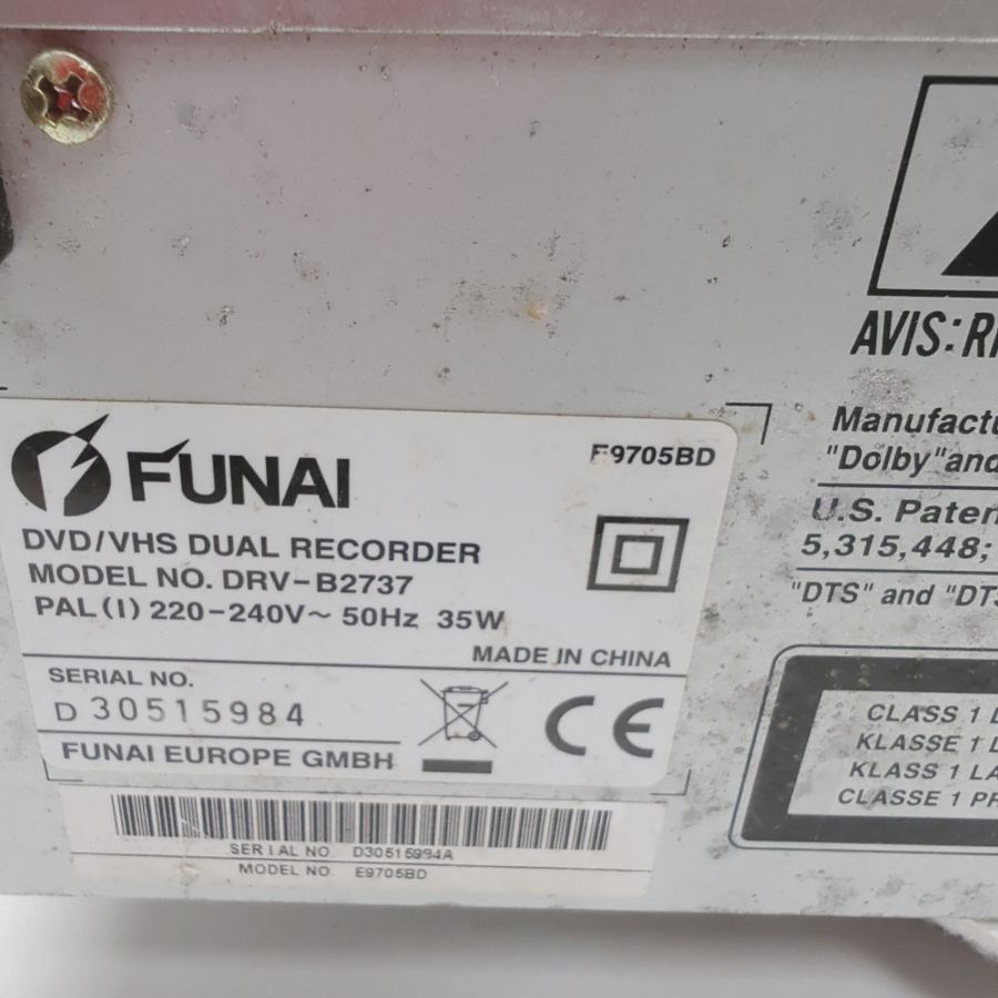 Funai DRV-B2737 Hi-Fi Stereo Dolby Digital DVD / VHS Dual Recorder - Not Working – image 10