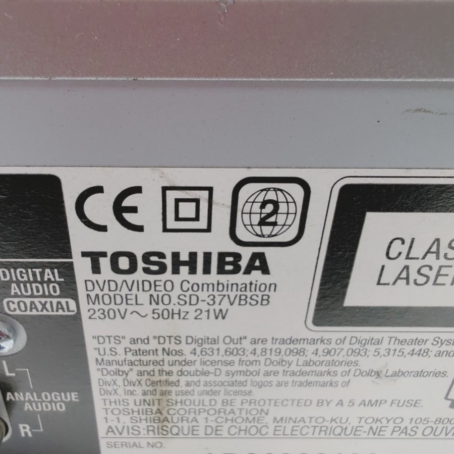 Toshiba SD-37VB Dolby Digital DVD Player/Video Cassette Recorder 21W - Faulty – image 10