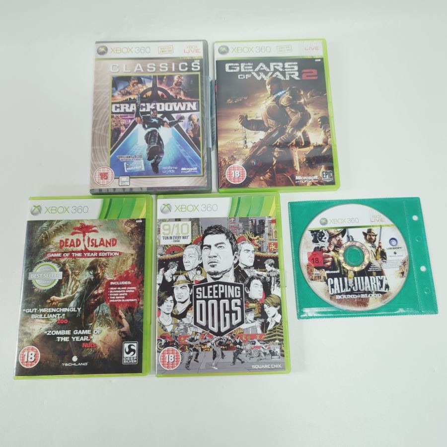 Microsoft Xbox 360 Games Bundle x 5 Crackdown, GOW2, Sleeping Dogs, Dead Island