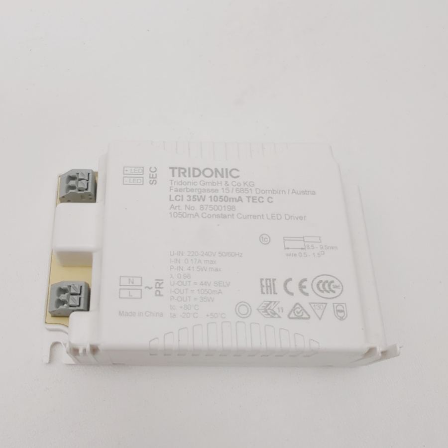 Representative photograph of the same model: Tridonic LCI 35W 1050mA TEC C LED Driver (87500198)