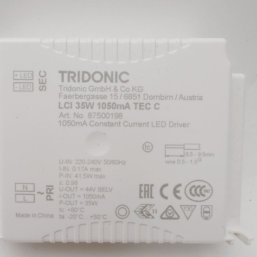 Representative photograph of the same model: Tridonic LCI 35W 1050mA TEC C LED Driver (87500198) – image 2