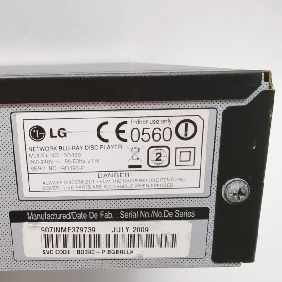 Representative photograph of the same model: LG BD390 Blu-ray DVD Player Black w/ Remote & HDMI Cable – Tested & Working – image 10
