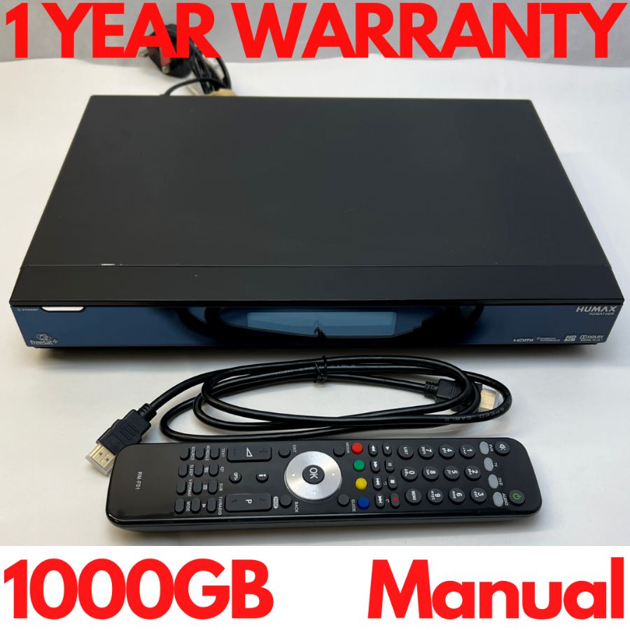 Representative photograph of Humax FOXSAT-HDR 1000GB 1TB HDD Twin Tuner Freesat HD Receiver PVR Recorder HDMI