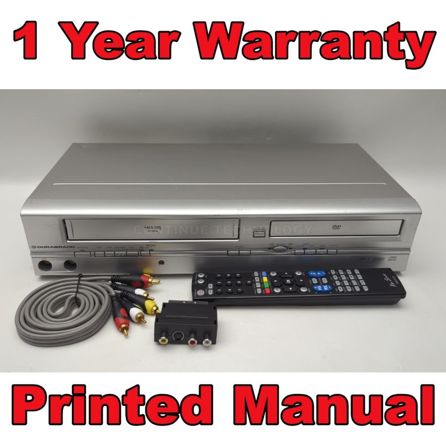 Representative photograph of Durabrand H9713BD DVD VHS Combo SCART to 4-Head VCR Player + Remote Warranty