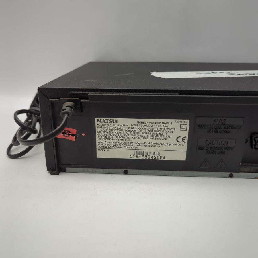 Matsui VP9501P Mark II VHS Video Cassette Recorder VCR – For Parts/Repair – image 8