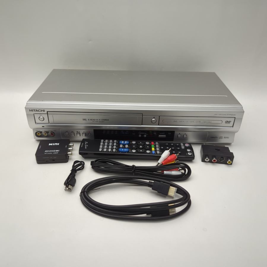 Hitachi DV-PF4EUK DVD VHS Combo Player S-video Scart Output Silver Remote – image 2