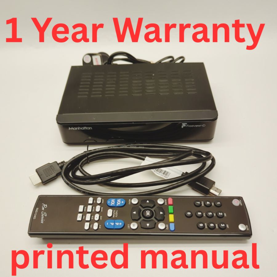 Manhattan Plaza HD-T2 Black Freeview HD Receiver TV With Remote Control