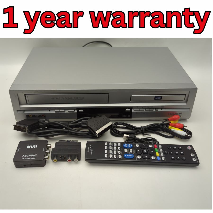 Bush DVHS1 DVD & VHS Video Cassette Player Combo - Silver Warranty Remote HDMI
