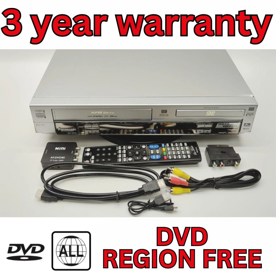 Region Free Panasonic NV-VP31 Hi-Fi Stereo Dolby Digital VHS / DVD CD Player