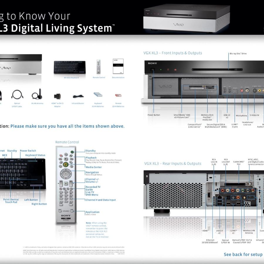 Sony Living Room Computer VGX-XL3 Blu-Ray Player Tuner Rare, windows vista 2007 – image 11