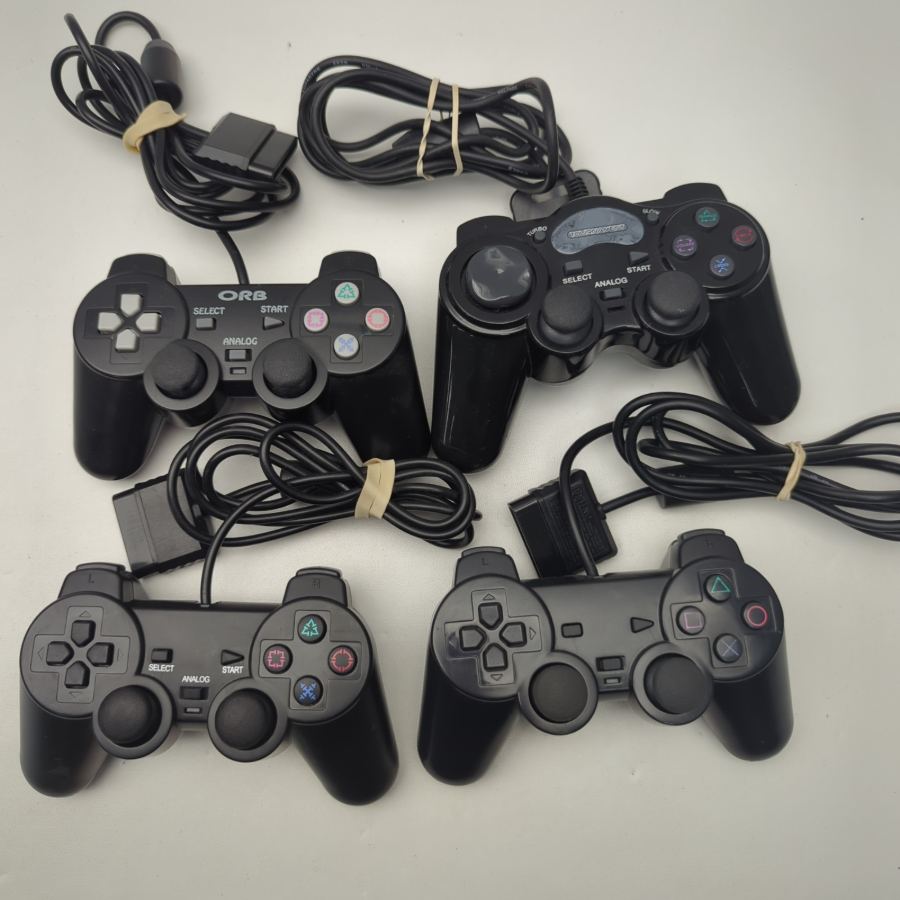 4x 3rd Party PlayStation 2 Controller Wired Black tested