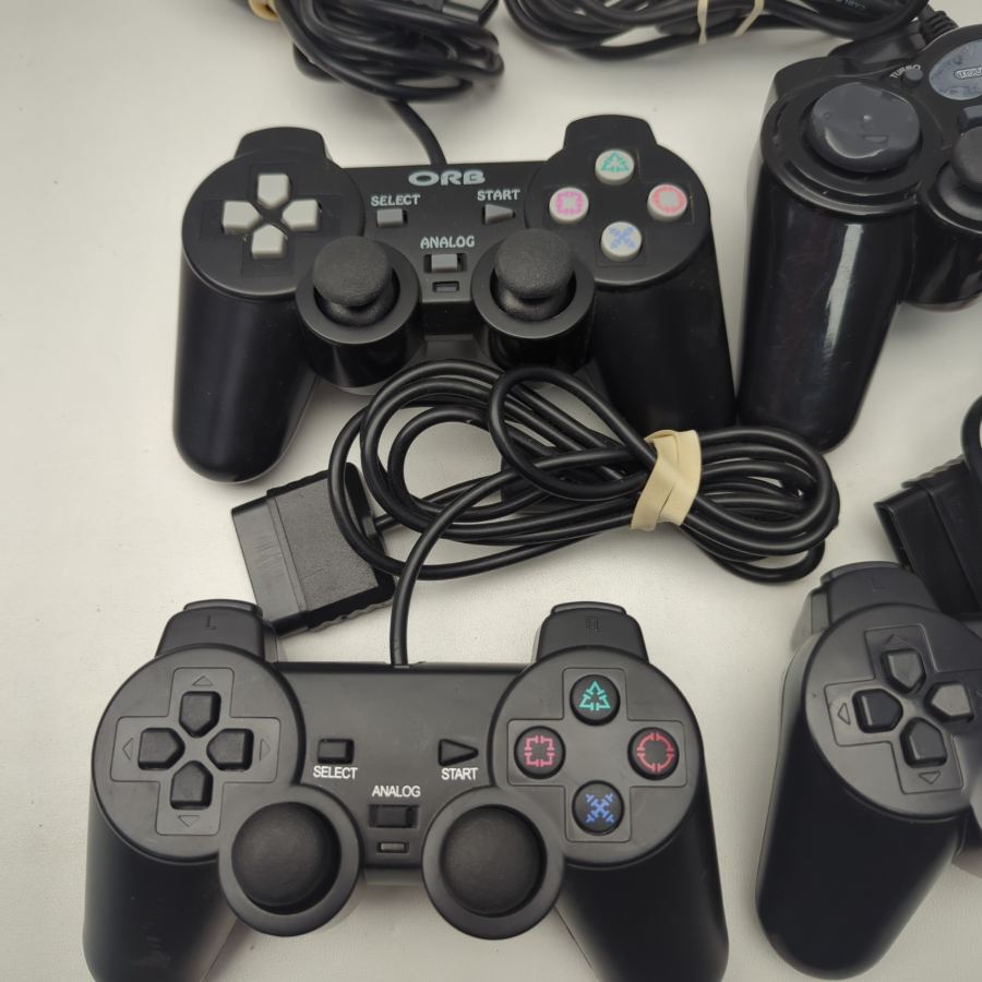 4x 3rd Party PlayStation 2 Controller Wired Black tested – image 2