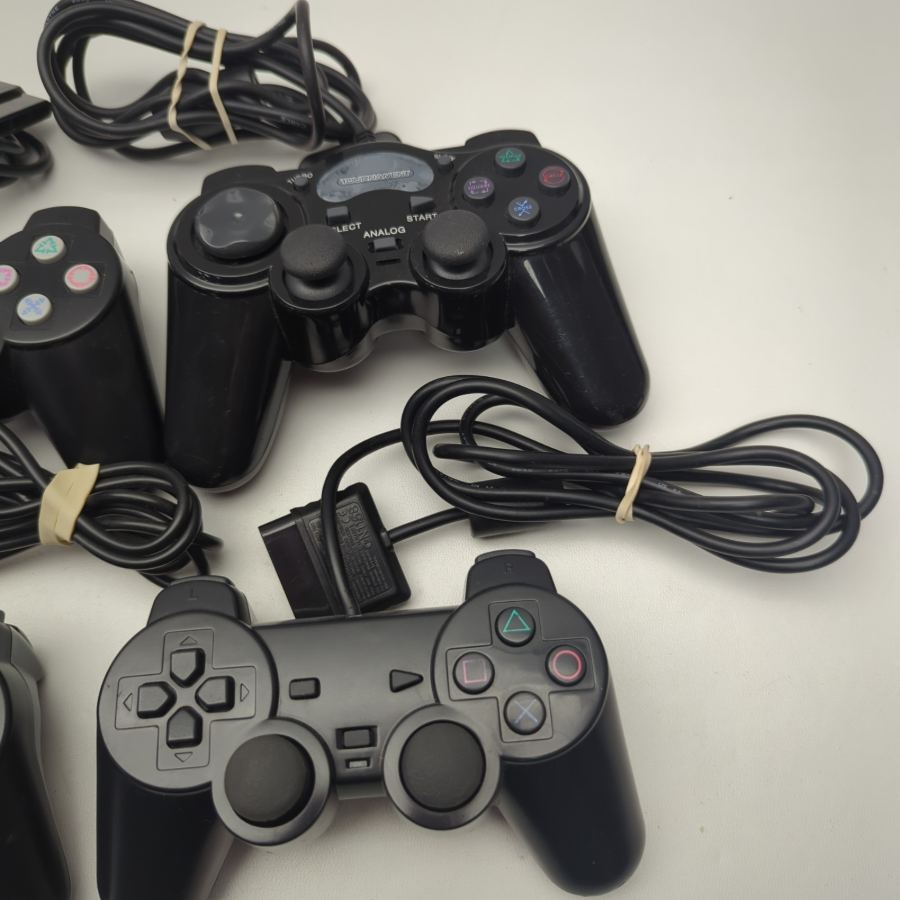 4x 3rd Party PlayStation 2 Controller Wired Black tested – image 3