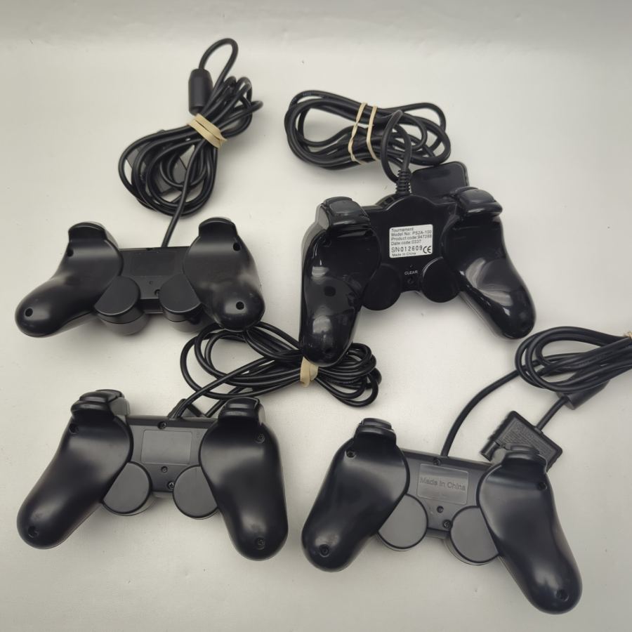 4x 3rd Party PlayStation 2 Controller Wired Black tested – image 4
