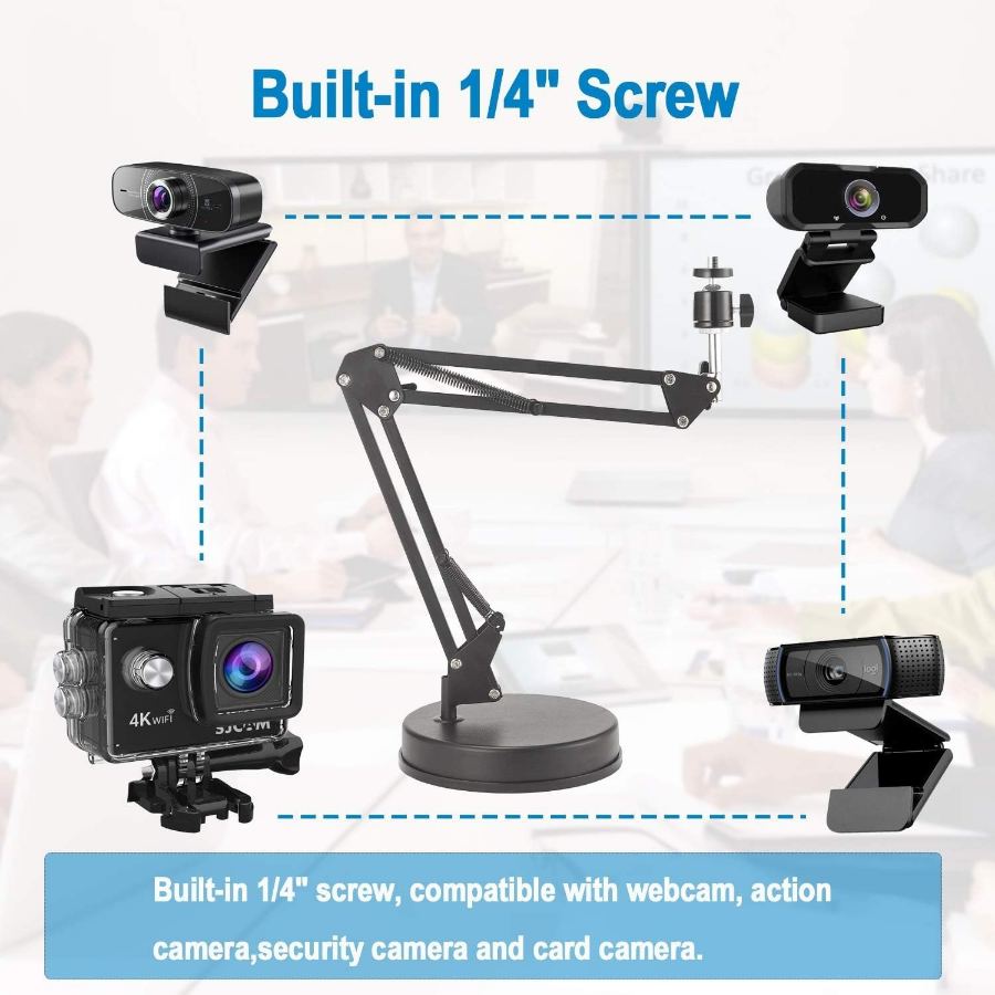 Webcam Stand 22 inch Suspension Boom Scissor Arm Stand with Base for Logitech