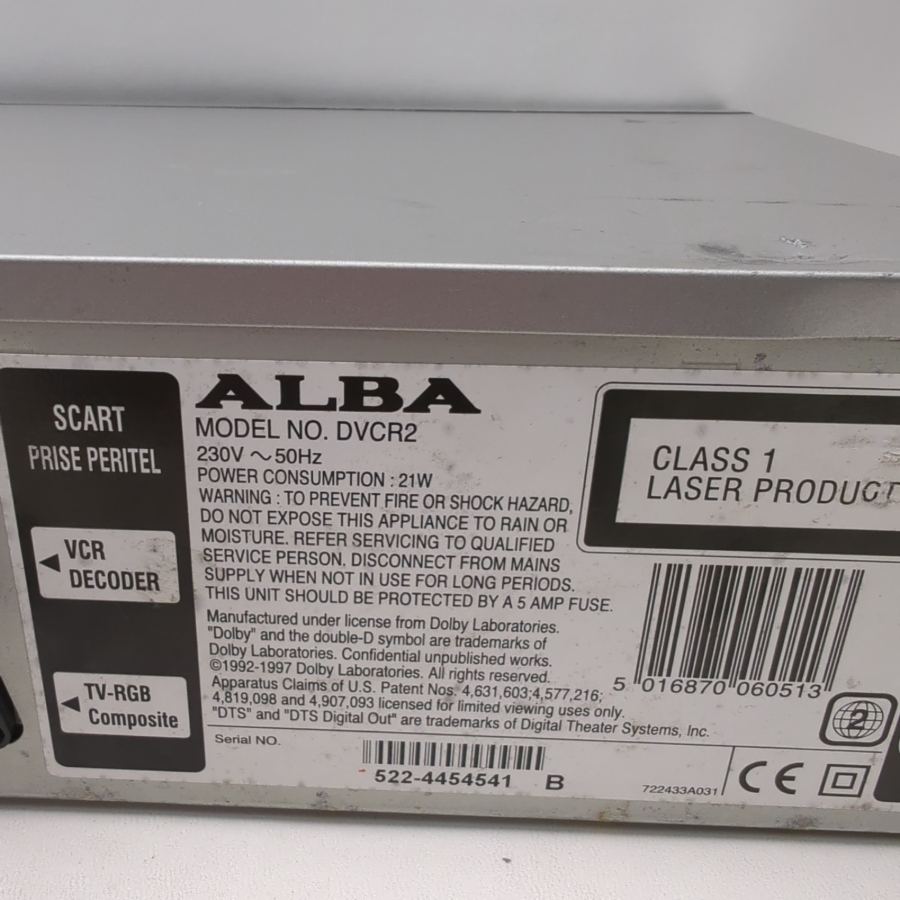 Alba DVCR2 VHS & DVD Combo Player Nicam Digital Stereo Silver Warranty – image 9