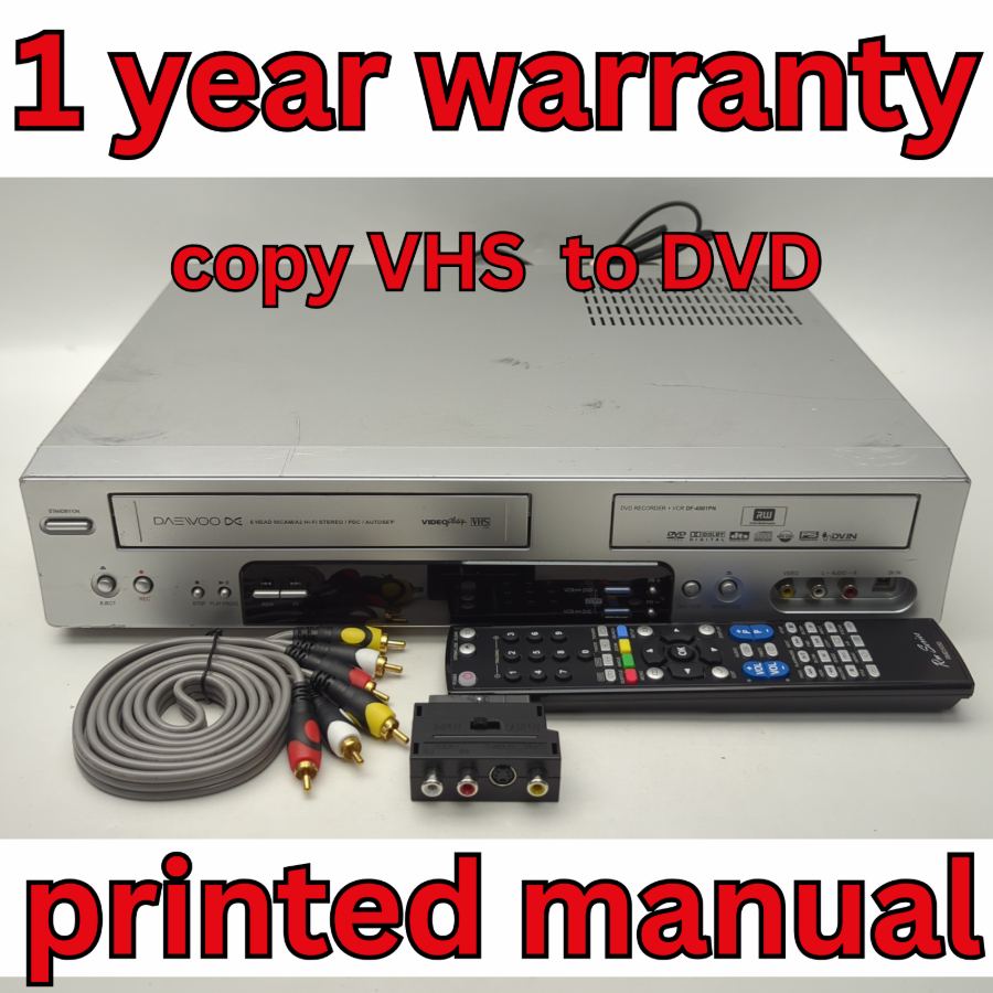 Daewoo DF-4501P DVD VCR COPY VHS TO DVD Transfer Combo 6-Head Nicam Hi-Fi Remote