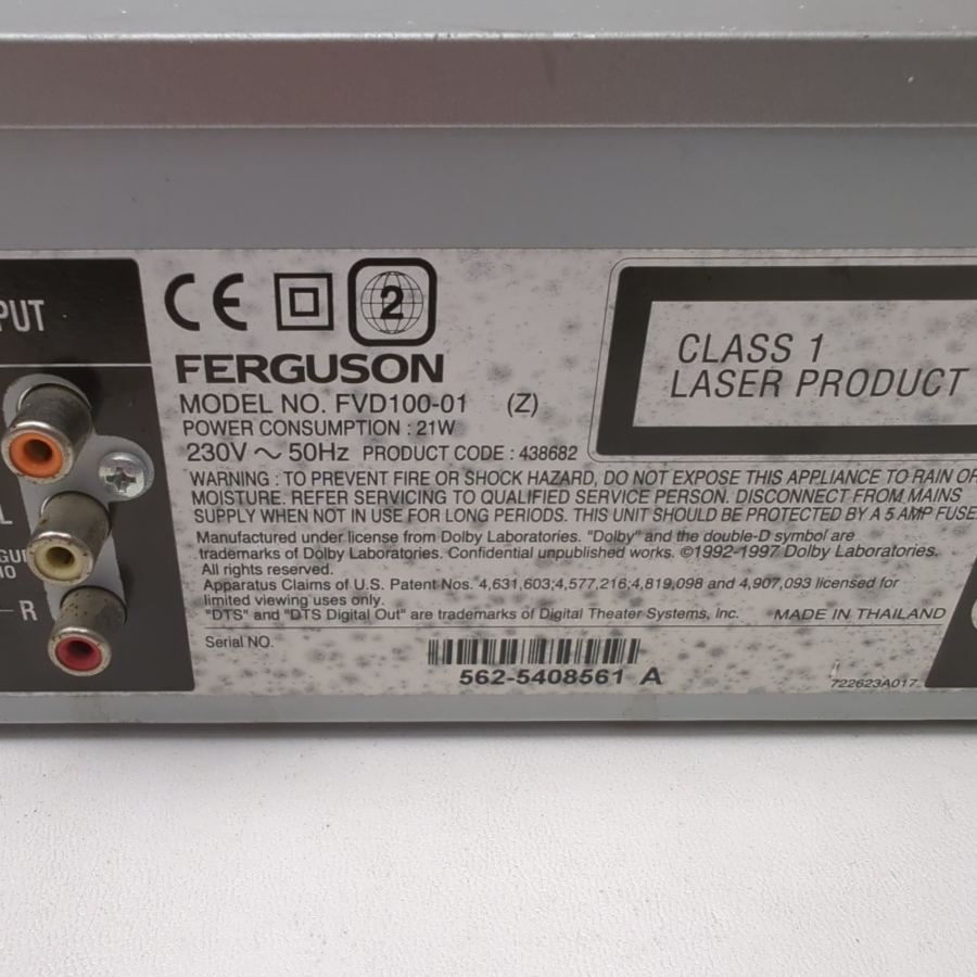 Representative photograph of the same model: Ferguson Model No. FVD 100-01 VHS & DVD Player Combo Warranty Remote 4 Head – image 9