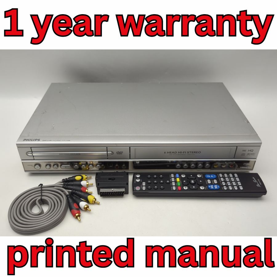 Representative photograph of the same model: Philips DVP721VR DVD Video / VCR Comb 6 Head Hifi stereo Tested Working Remote