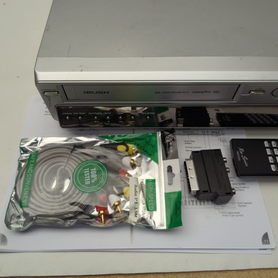 Representative photograph of the same model: Bush DVRHS02 6 Head VCR DVD Player Combo Recorder Remote COPY VHS TO DVD – image 3