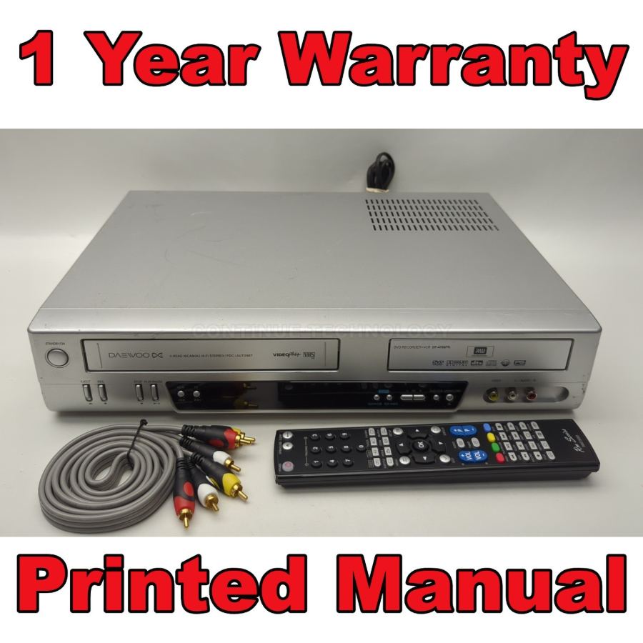 Representative photograph of the same model: Daewoo DF-4700P VCR DVD Recorder / One Touch Copy VHS to DVD Remote
