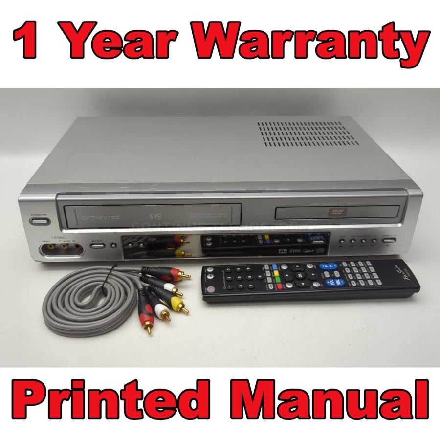 Daewoo SH-9810P VHS Player Recorder Dvd Player Combi Silver Remote 6 Head