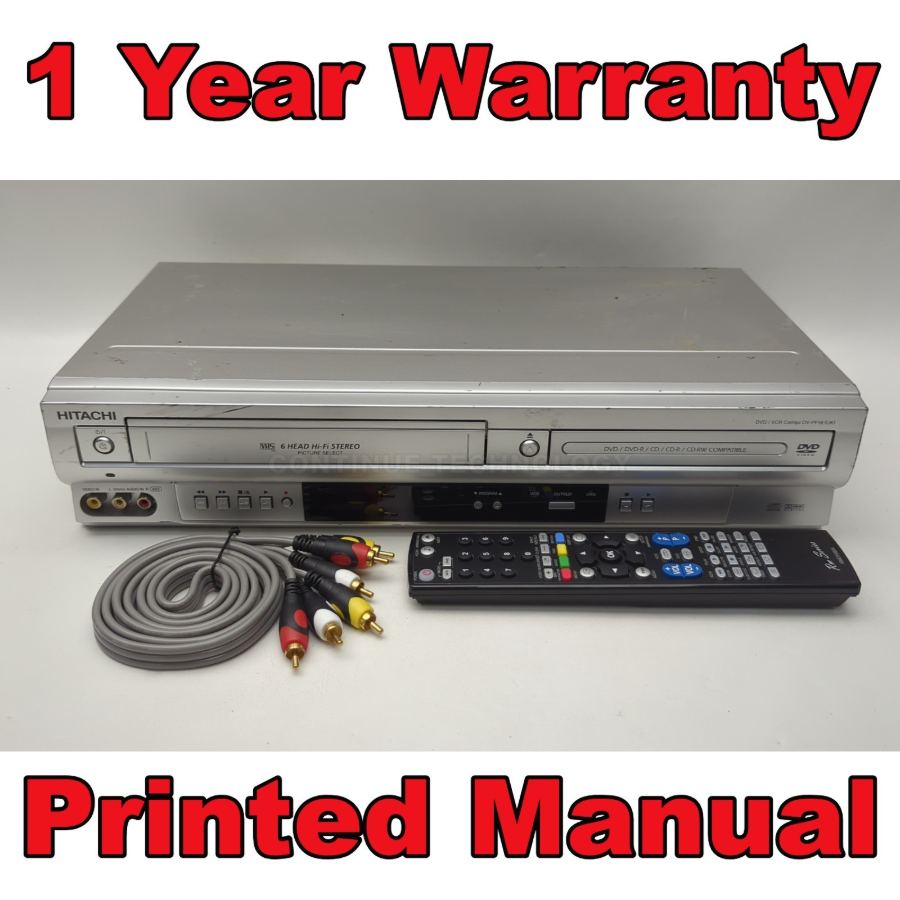 Hitachi DV-PF5E DVD VCR Combo Player Recorder VHS Hi-Fi Stereo Working SIlver