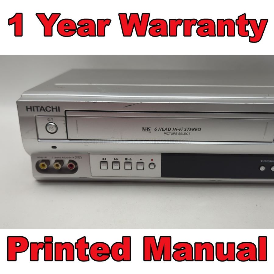 Hitachi DV-PF5E DVD VCR Combo Player Recorder VHS Hi-Fi Stereo Working SIlver – image 3