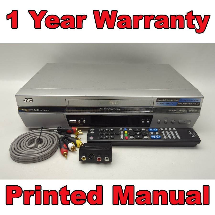 Representative photograph of JVC HR-S5975EK S-VHS  SVHS VCR SUPER VHS with Remote and Instructions PAL NTSC