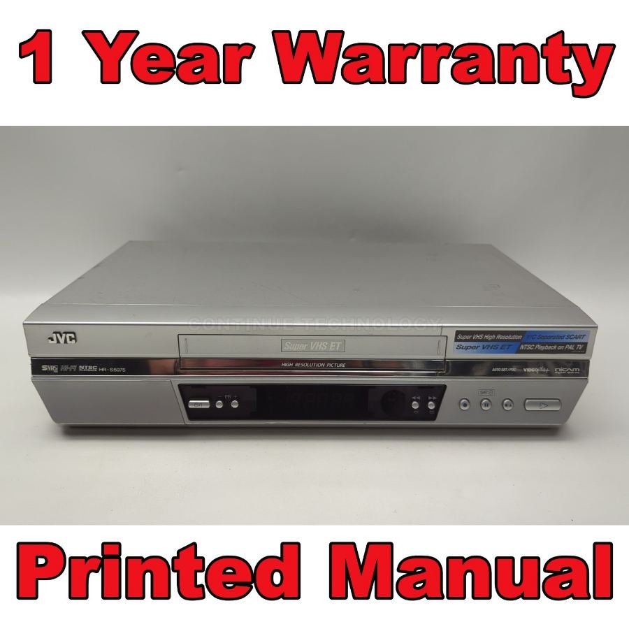 Representative photograph of the same model: JVC HR-S5975EK S-VHS SVHS VCR SUPER VHS with Remote and Instructions PAL NTSC – image 2