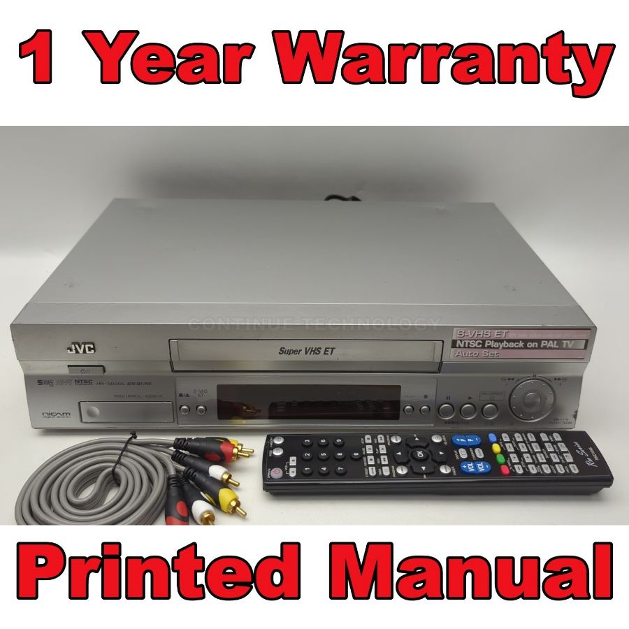 JVC HR-S6955EK Super VHS ET S-VHS VCR Video Recorder/player  Silver Working Well